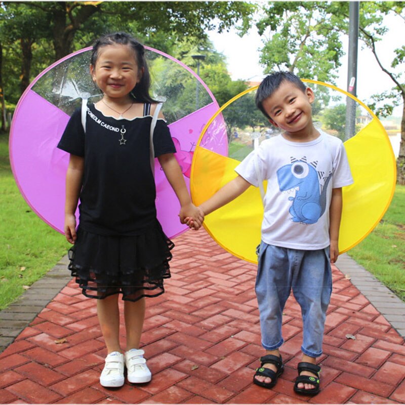 Kids Rain Cover Cute Cartoon Duck UFO Children's Raincoat Boys And Girls Umbrella Hat Windproof Poncho Rain Gear