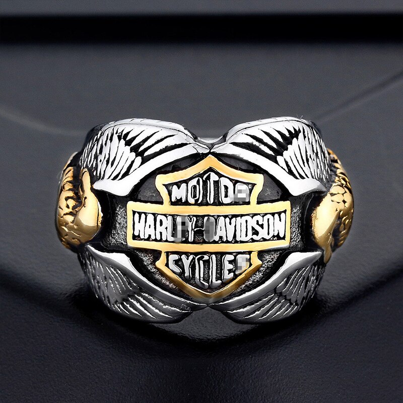 Motorcycle Ring Personality Men's Punk Stainless Steel Double-Headed Eagle Style Jewelry Accessories