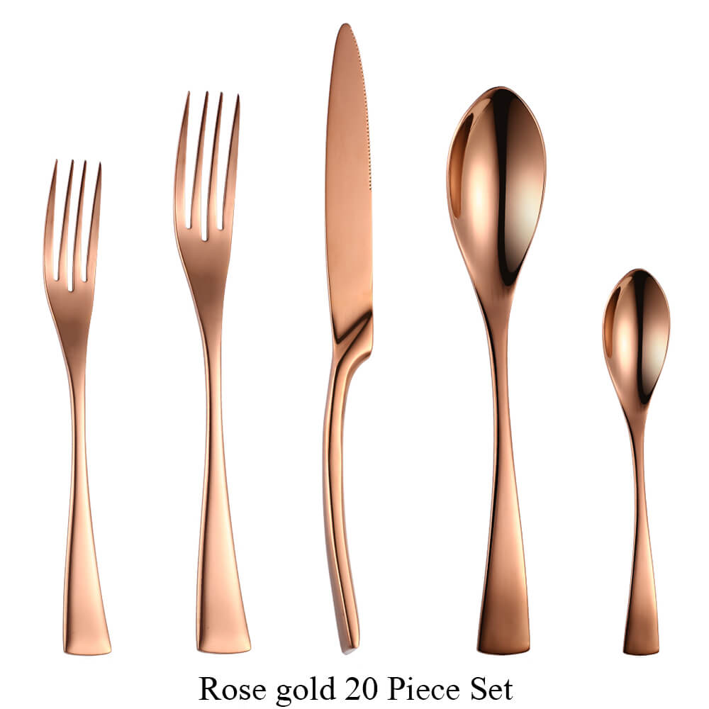 Roestvrij Stalen Bestek Set Servies Servies Zilverwerk Sets Keuken Diner Mes En Vork: Rose gold 20 Pcs Set