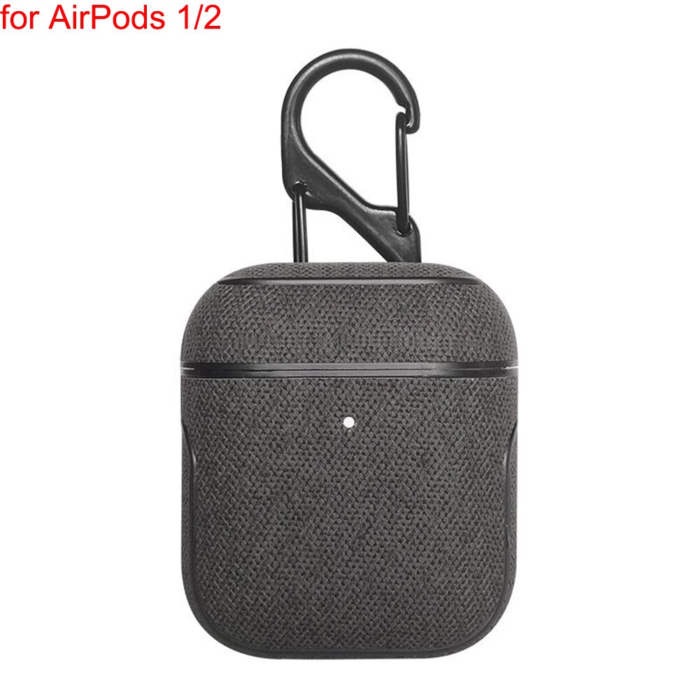 Bluetooth Kopfhörer Leder Fall Für Apple AirPods 1 2 Pro Stoff Anti-verloren Stoßfest Abdeckung PU Haut Für Luft schoten 3 Mit Haken: Leather Black