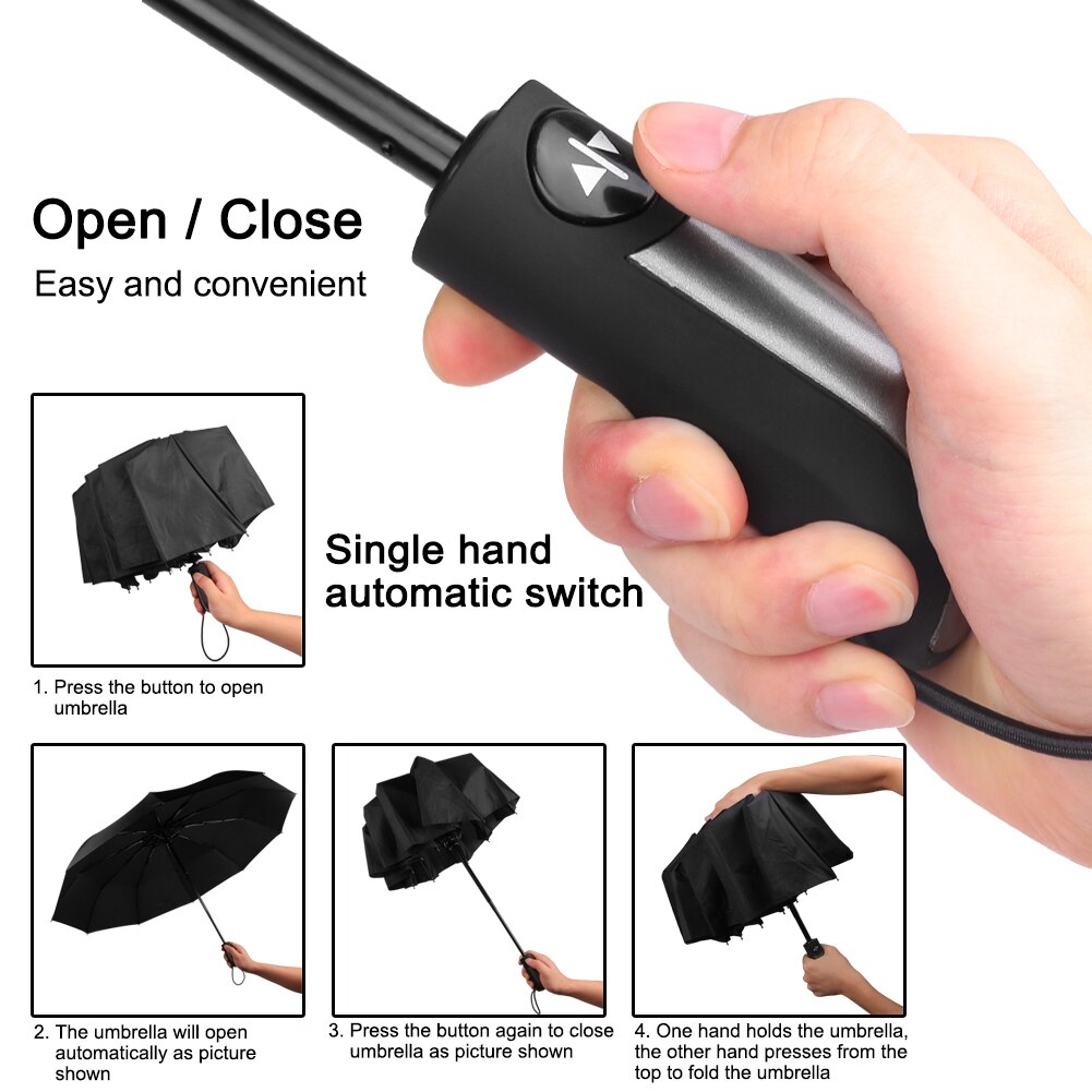 Strong Wind Resistant Folding Automatic Umbrella Men Rain Women Parasol Big Umbrellas Business Portable Long Handle Umbrella
