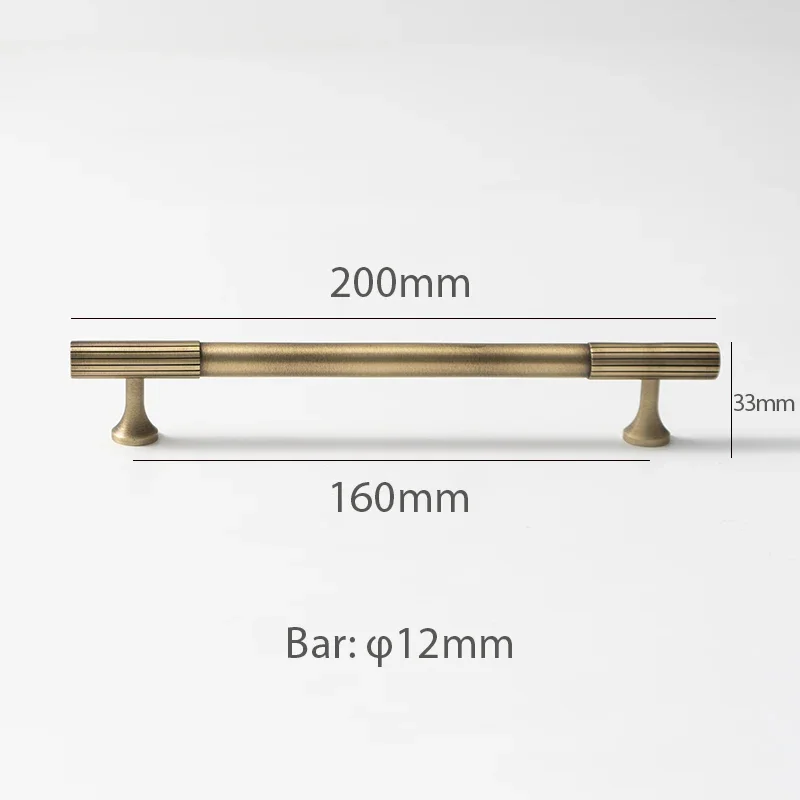 Manija y perilla de gabinete de bronce antiguo, perillas de cajón de latón macizo lineal, barra retro, herrajes para muebles de armario de cocina y dormitorio: Amarillo claro