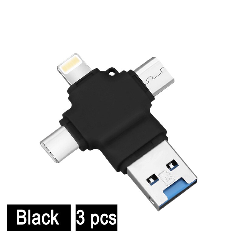 4 In 1 kaartlezer cardreader usb kaartlezer all in one sd kaart lezer Usb 3.0 Multi Smart Geheugenkaartlezer Otg Type C Adapter Mini Cardreader Micro Sd/Tf microsd Voor Iphone Adapter laptop accessories sd card reader: Y23-B-3pcs