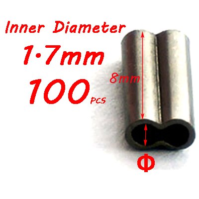 Mini mangas de cobre de doble barril para crimpadores de alambre de acero Mono Color negro, accesorios de aparejo de pesca de agua salada, aparejos terminales: 1point7mm  100pcs