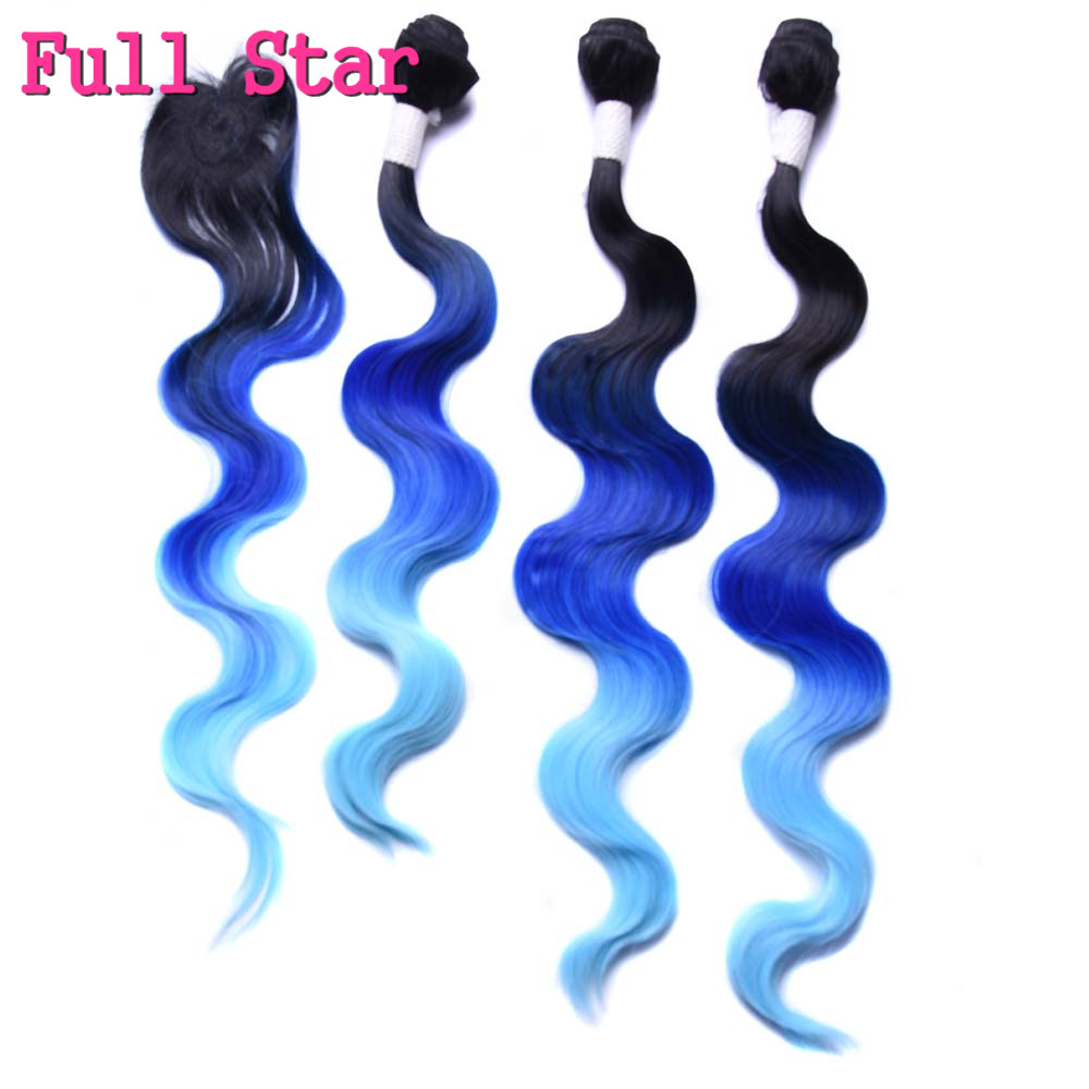 Full Star-extensiones de cabello sintético rojo con doble trama máquina de 18 ", 20" y 22 ", 4 unidades por lote