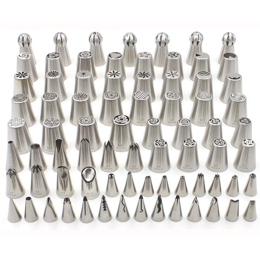 109pcs Cake Decorating Kit Case Baking Tools Set Piping Tips Pastry Bags Reusable Silicone Bags Couplers Scrapers Flower Nail