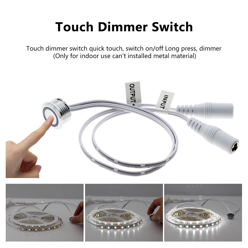 Regulador de intensidad táctil continua, interruptor DC12V para tira LED, luz de armario, cama, bricolaje