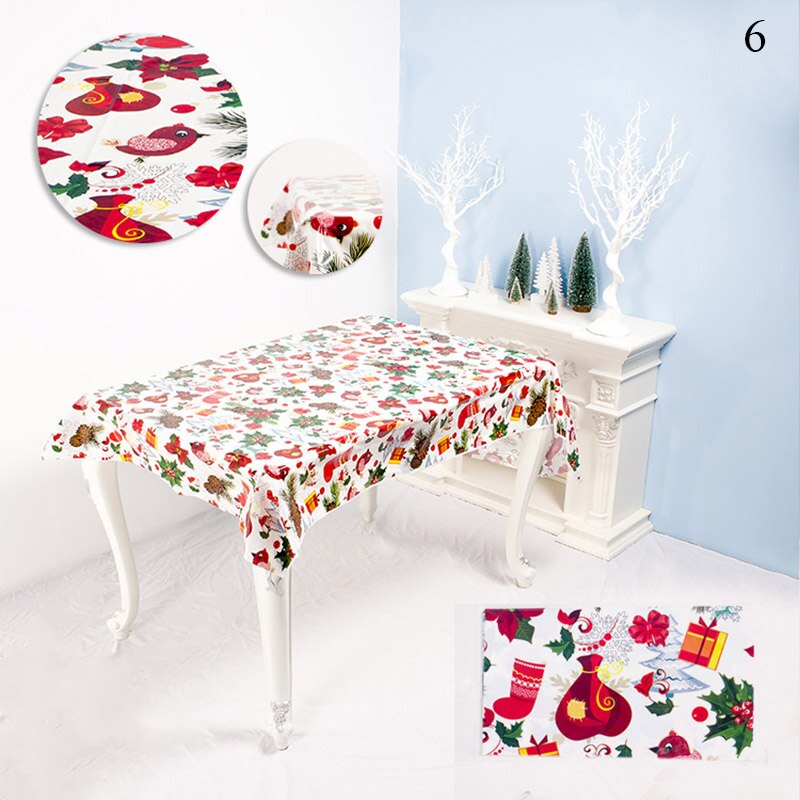 Mode Xmas Tafelkleed Pvc Waterdicht Oilproof Kerstversiering Keuken Eetkamer Tafelkleed Rechthoek Afdrukken Tafel Dekken: 6