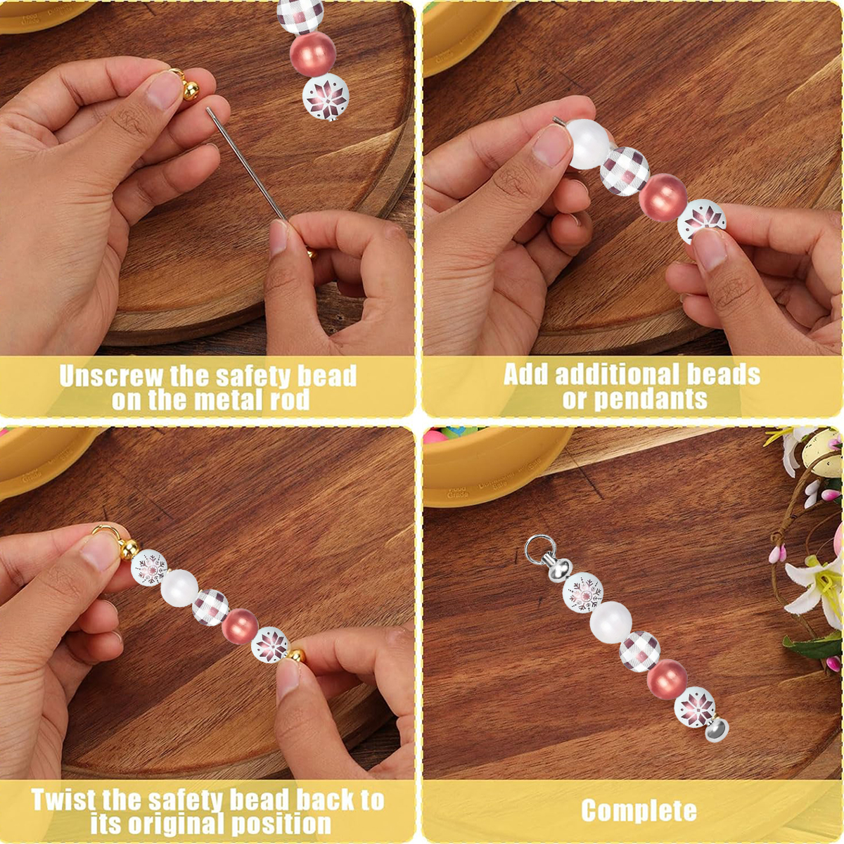 15 juegos de llaveros DIY hechos a mano, colgantes de cadena, llaveros portátiles y suministros artesanales para hacer joyas para cuentas DIY