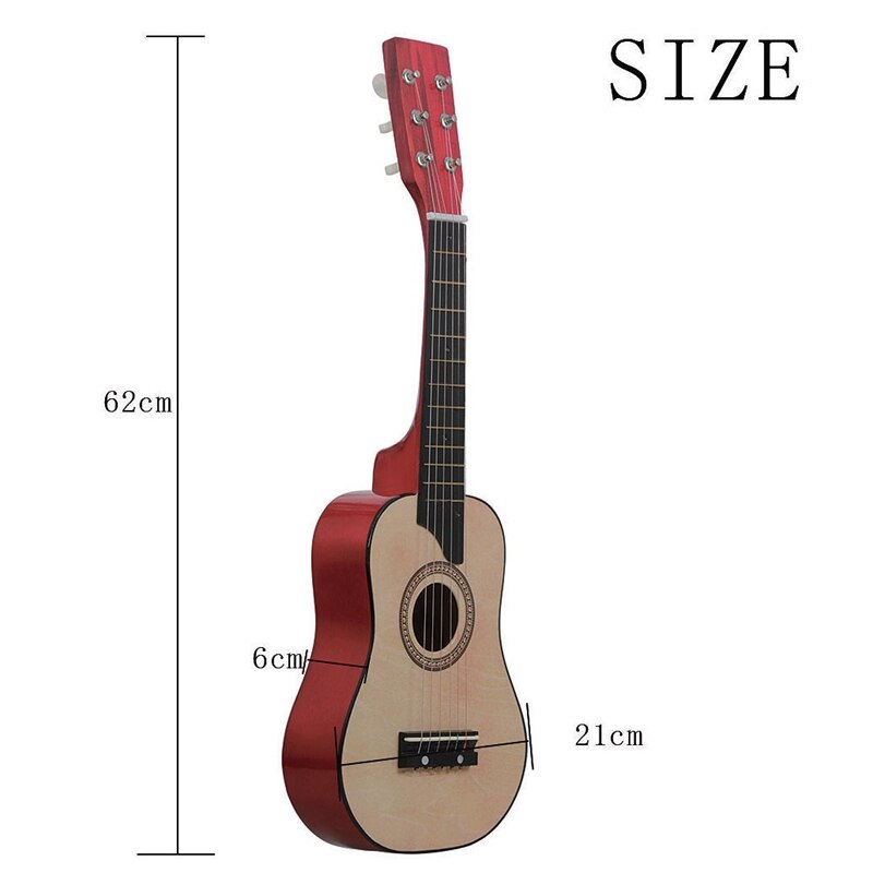 25 tums basswood akustisk gitarr 6 strängar liten mini gitarr med gitarr plock strängar för barn barn nybörjare