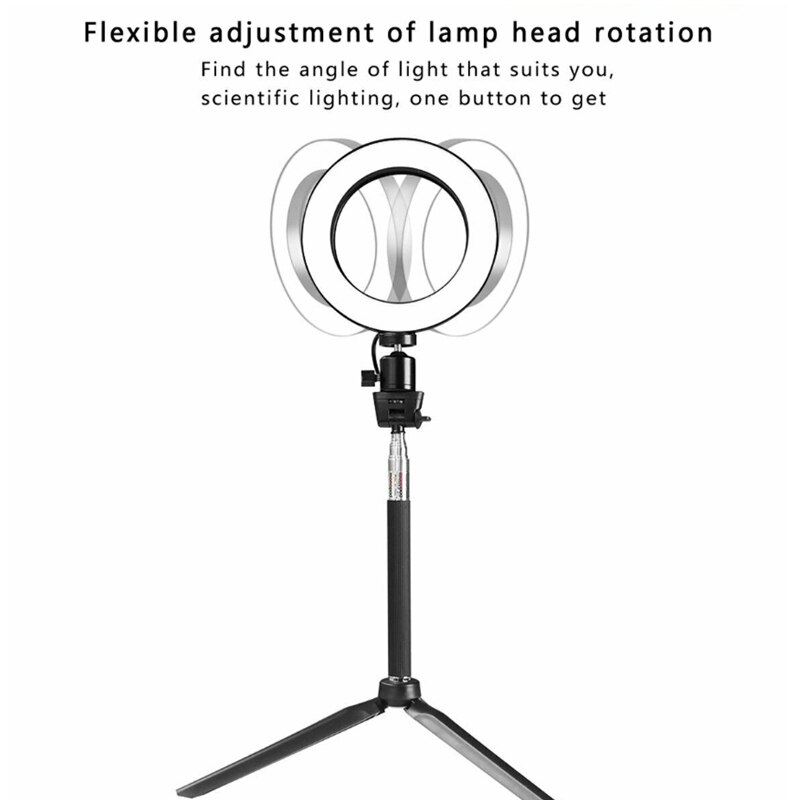 8" Photography LED Selfie Ring Light Dimmable Camera Phone Ring Lamp With Stand Tripods For Makeup Video Live Studio Ring Lamp