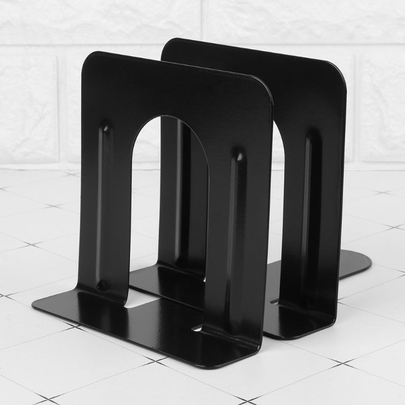 83XC Simple Style Metal Bookends Iron Support Holder Nonskid Desk Stands For Books