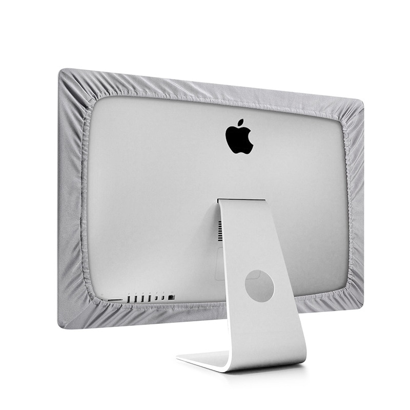 2019 nye sølv polyester stretch computerskærm støvdæksel med indvendigt blødt støvovertræk til apple imac lcd-skærm