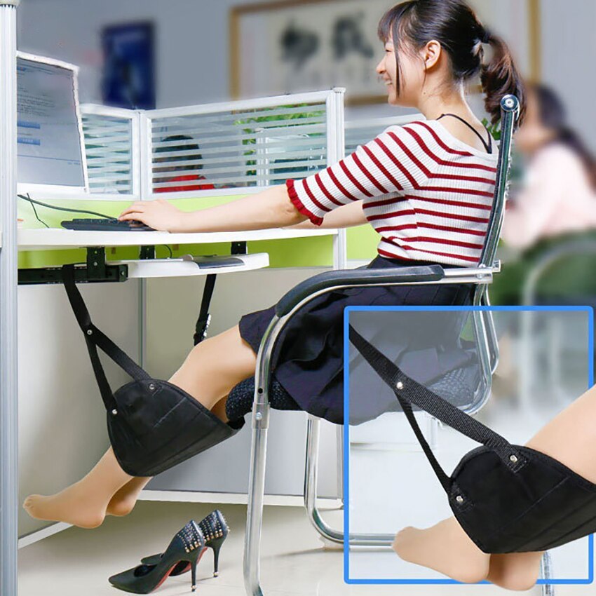 Draagbare Reizen Vliegtuig Voetsteun Hangmat Geheugen Katoen Voet Hangmat Huishoudelijke Bureau Voeten Rest Matten Pad Swing Bed Hangmat