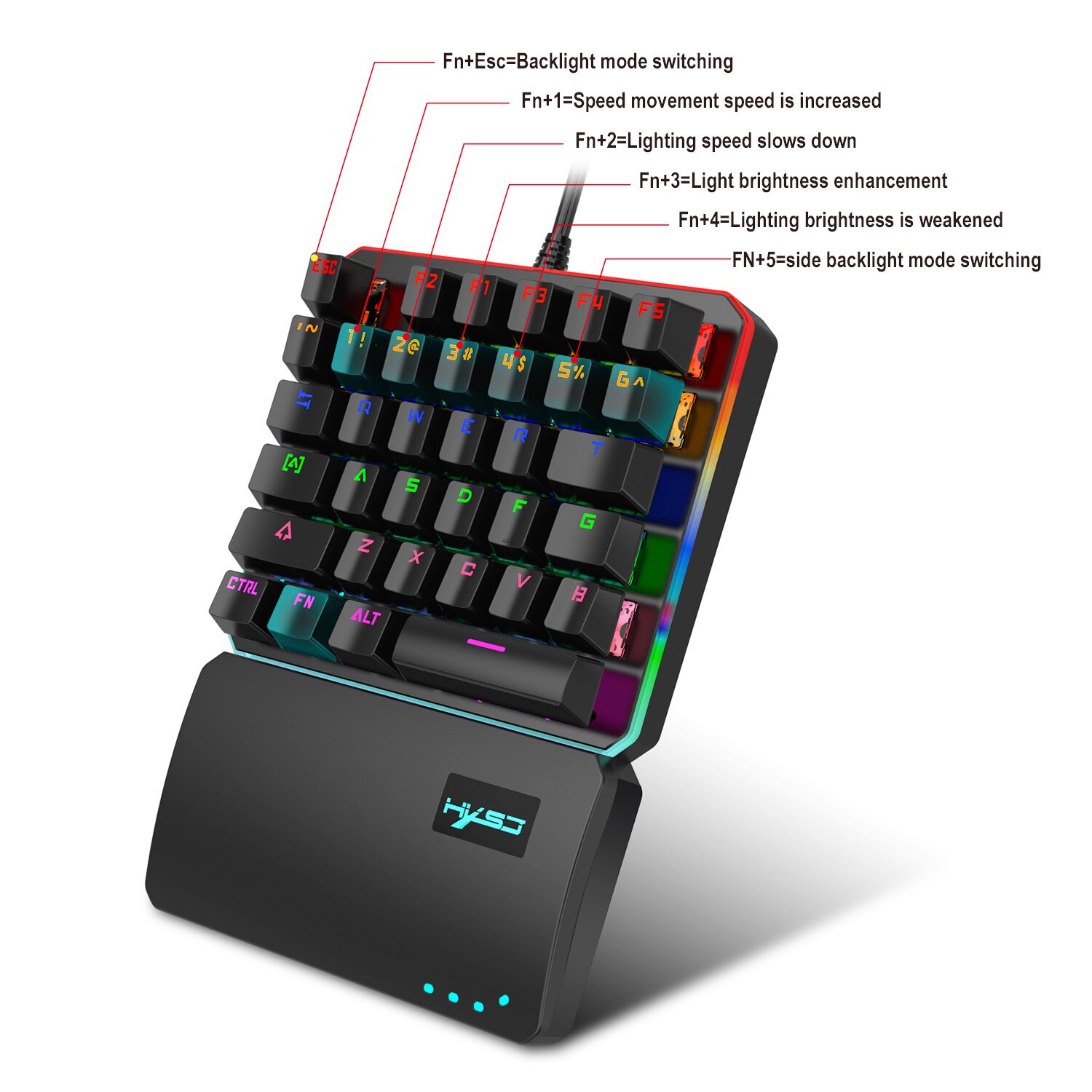 35 nøgler enhånds mekanisk gaming tastatur rgb baggrundsbelyst bærbar mini gaming tastatur spil controller til pc  ps4 xbox gamer