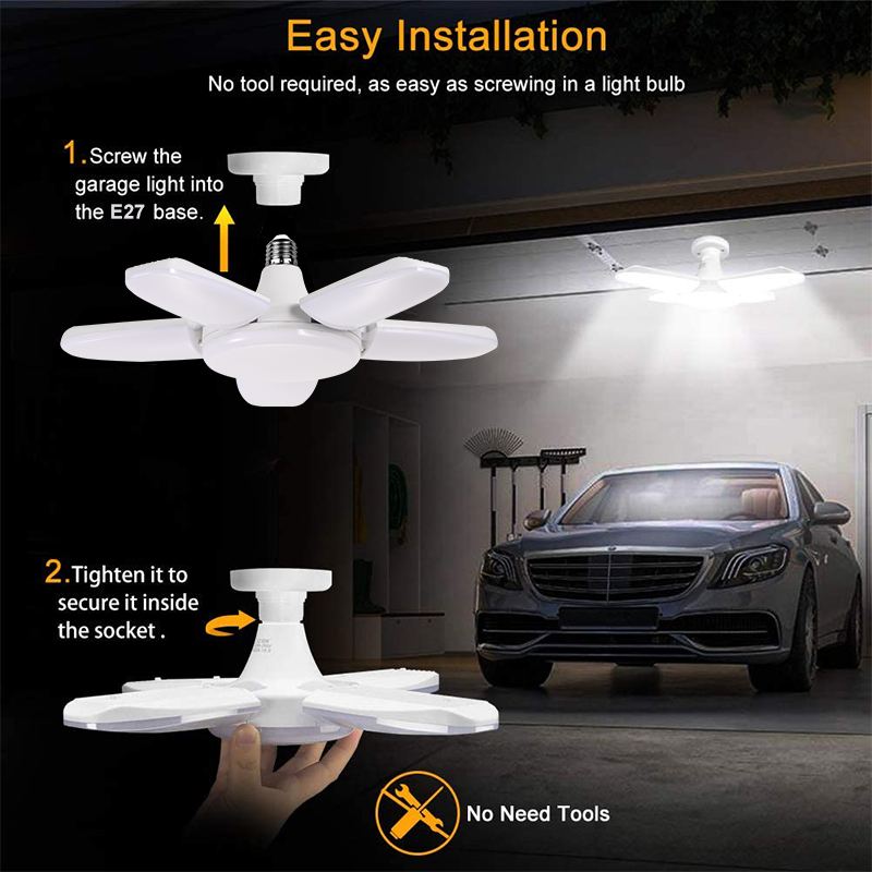 80W E27 Led Lamp Led Bulb Led Industrial Light Bulb AC95-265V Foldable Fan Blade Light Lighting For Living Room Garage Light