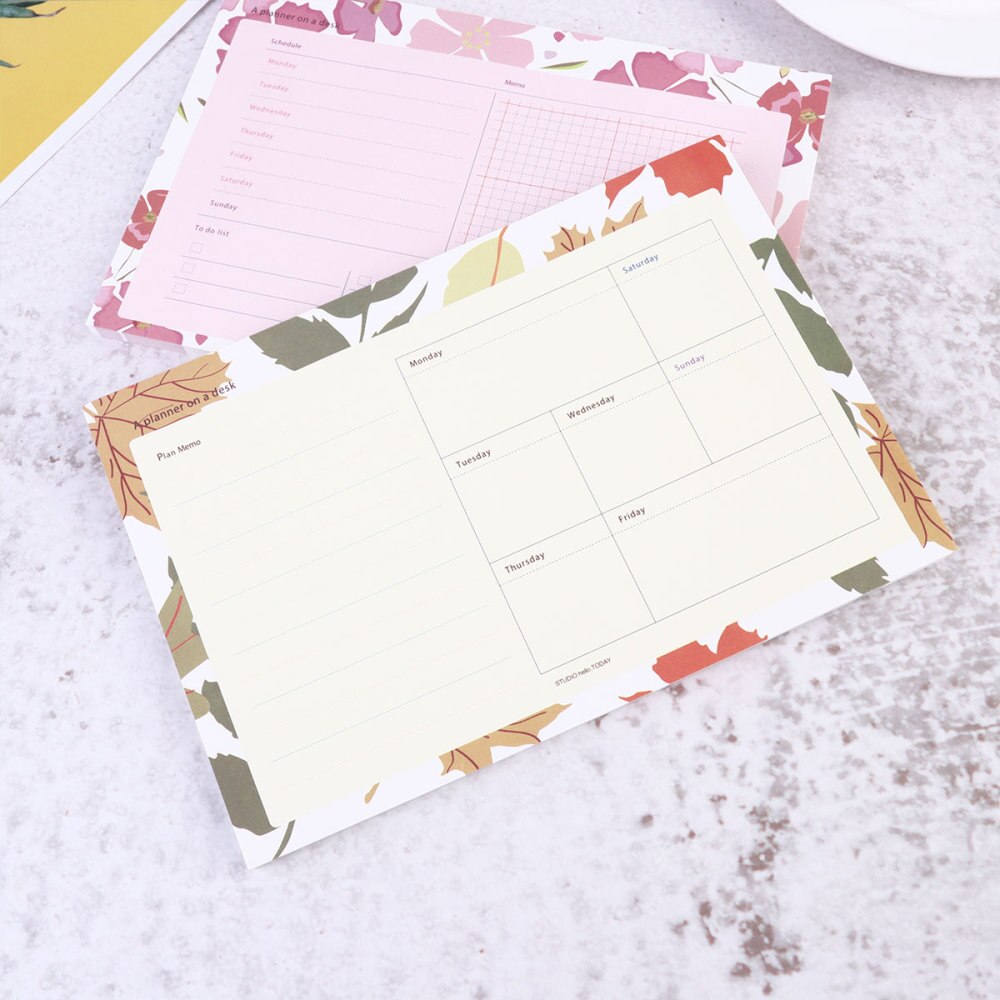 2Pcs Protable Notebook Planner Agenda Schedule Notebooks Diary Year Calendar for Home Office School