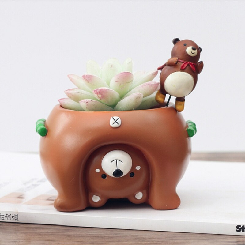 Cartoon hars dier plant bloempot tuinplanten vaas huisdecoratie bureau ornament hond/beer/varken vetplant plantenbak tuinieren