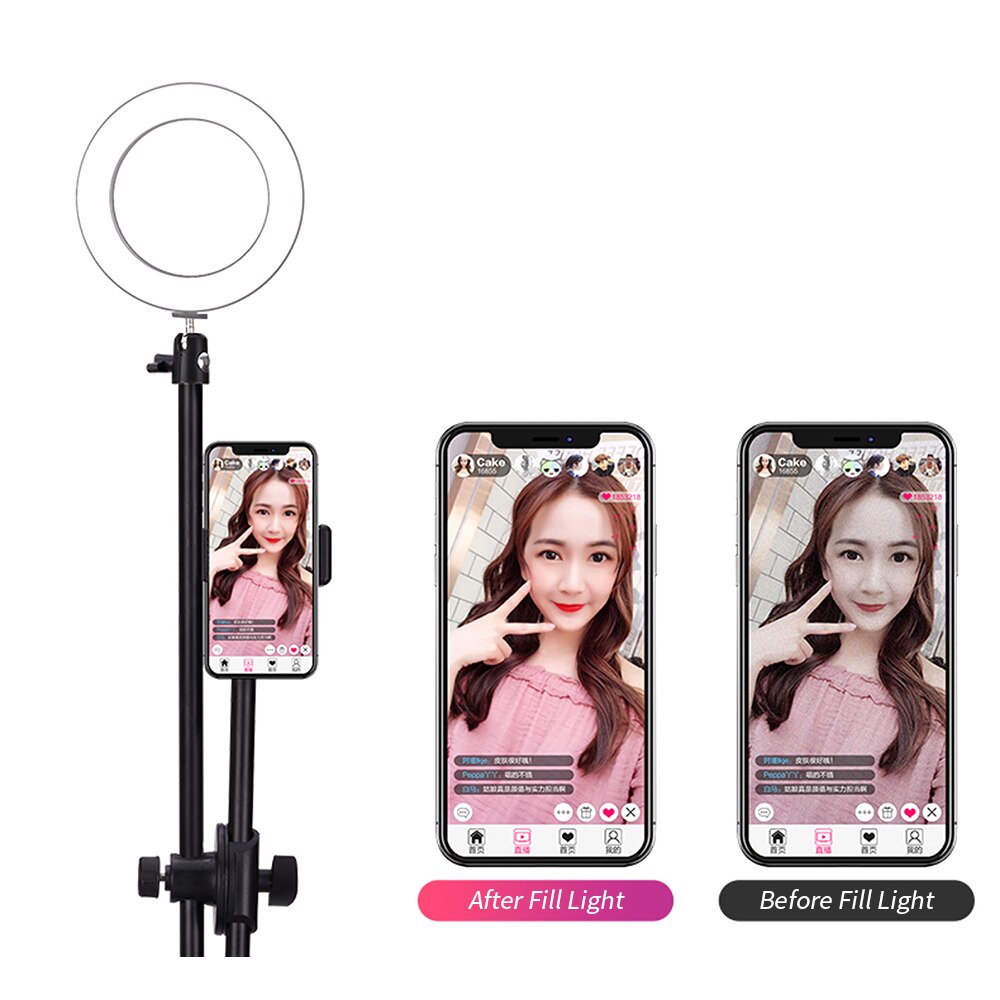 Profession desktop fotografering led ringlys med stativ stativ telefonholder ring lampe til fotostudio nail art video ringlys