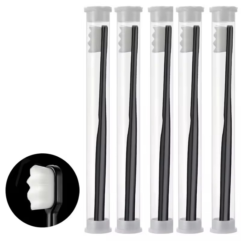 1/5 pièces brosse à dents avec boîte Ultra-fin doux Dense brosse à dents nettoyage en profondeur brosse à poils outils de nettoyage des dents buccales: Or