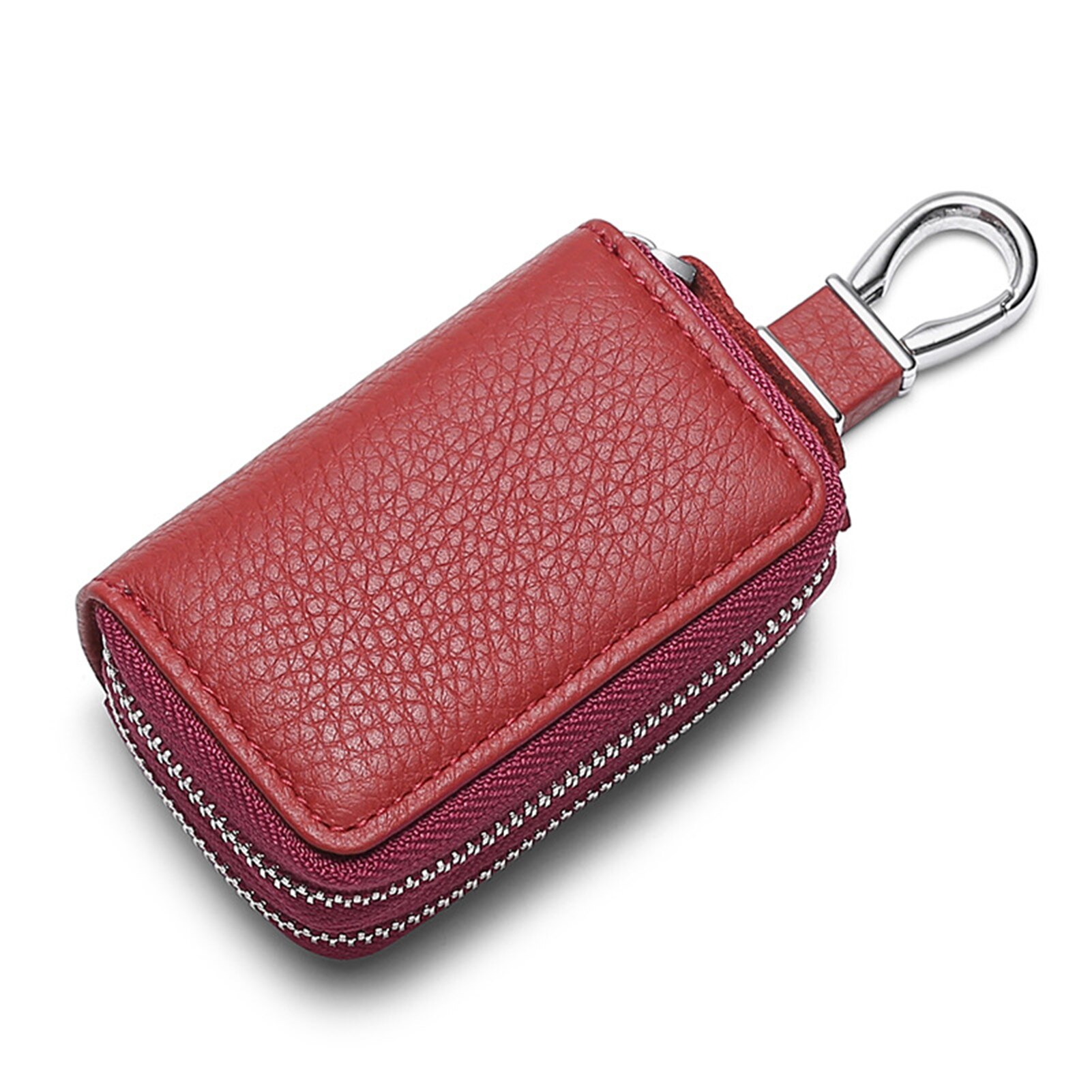 Capa de couro para chave de carro, bolsa portátil leve com dupla camada para chave inteligente de carro sci88: Red