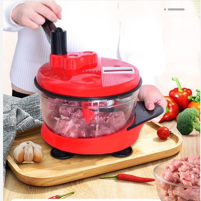 Robot de cuisine manuel, mélangeur d&#39;œufs, broyeur de viande et de légumes, broyeur à lame en acier inoxydable, 2L