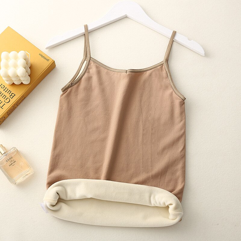 Chaleco de terciopelo con tirantes para mujer, Top corto grueso, ropa interior para chica, camiseta sin mangas para mujer