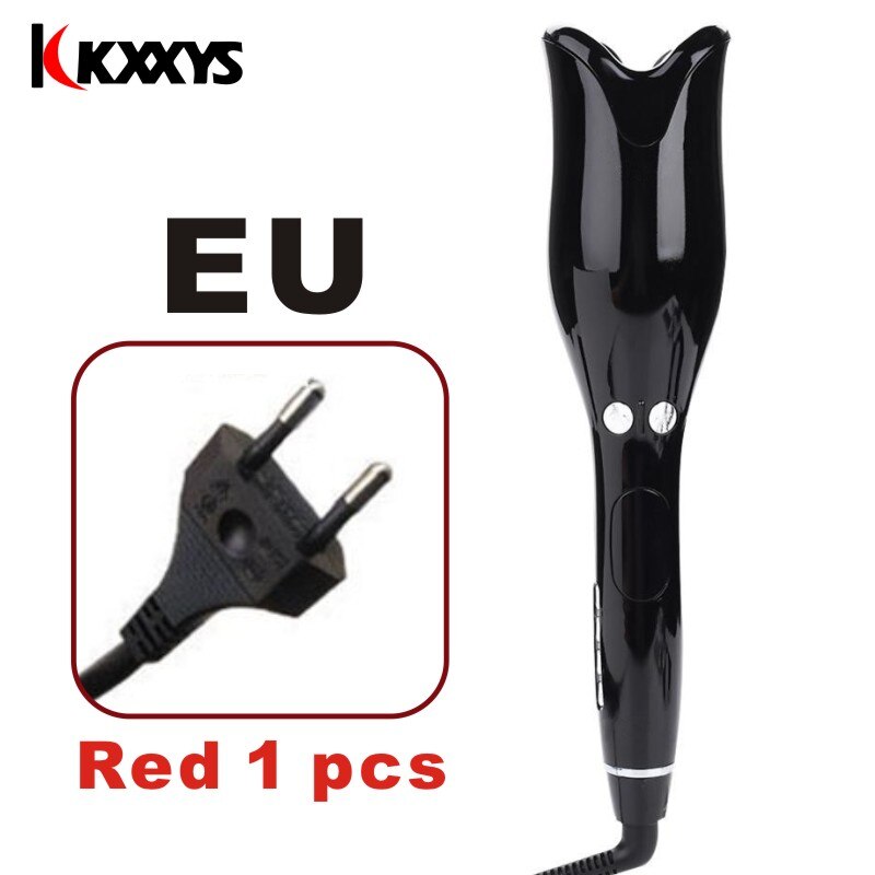 Automatic Hair Curling Iron Air Curler Wand Curl 1 Inch Rotating Magic Salon Auto Curlers LCD Display: EU Black 1pcs