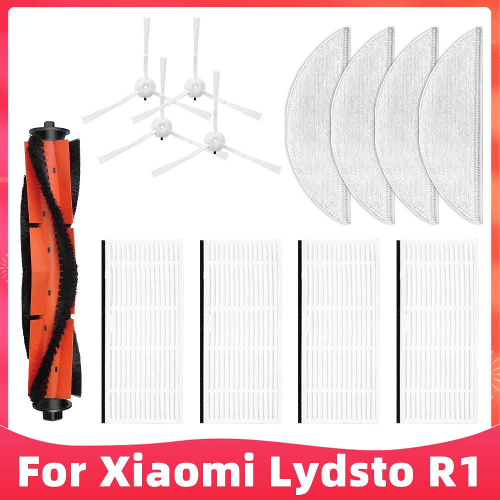 Compatibile per Lydsto R1 / R1A / R1 pro / S1 robot aspirapolvere ricambio ricambio spazzola laterale principale filtro Hepa Mocio pad sacchetto della polvere: Oro