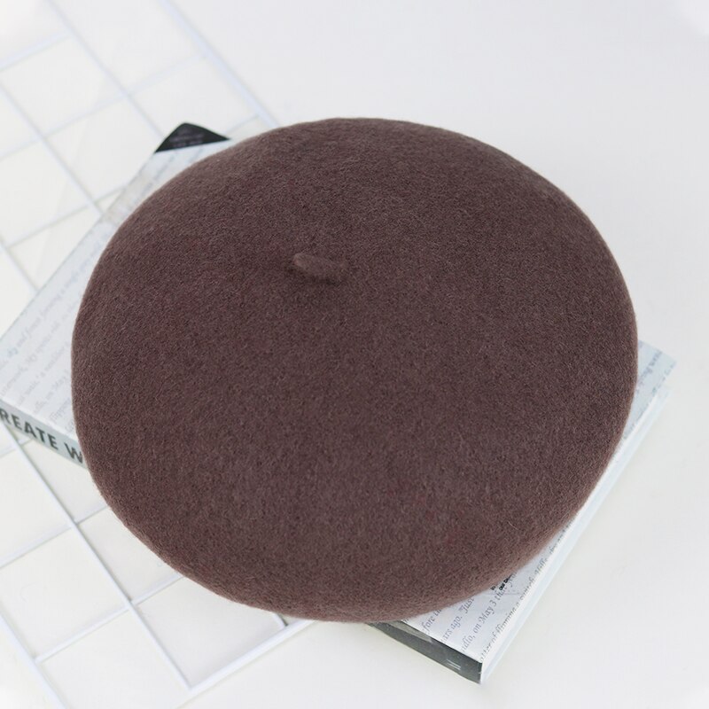 Béret de peintre en laine, chapeau tricoté, rétro, chapeau d'hiver pour femmes, chapeau Sherlock Holmes, décontracté: Brown