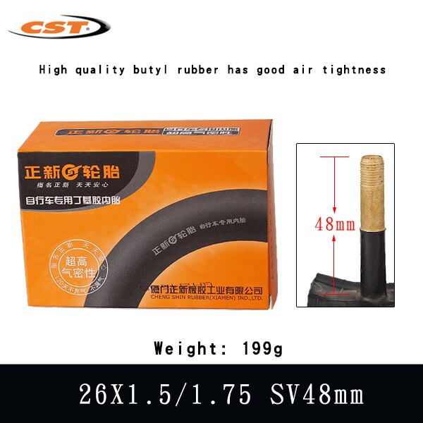 Cst cykeldæk 26*1.25 1.5 1.75 1.9 2.125 26 x 1 3/8 amerikansk ventil fransk ventil 26 tommer cykling mountainbike inderslang: 26 x 1.5-1.75 sv48mm