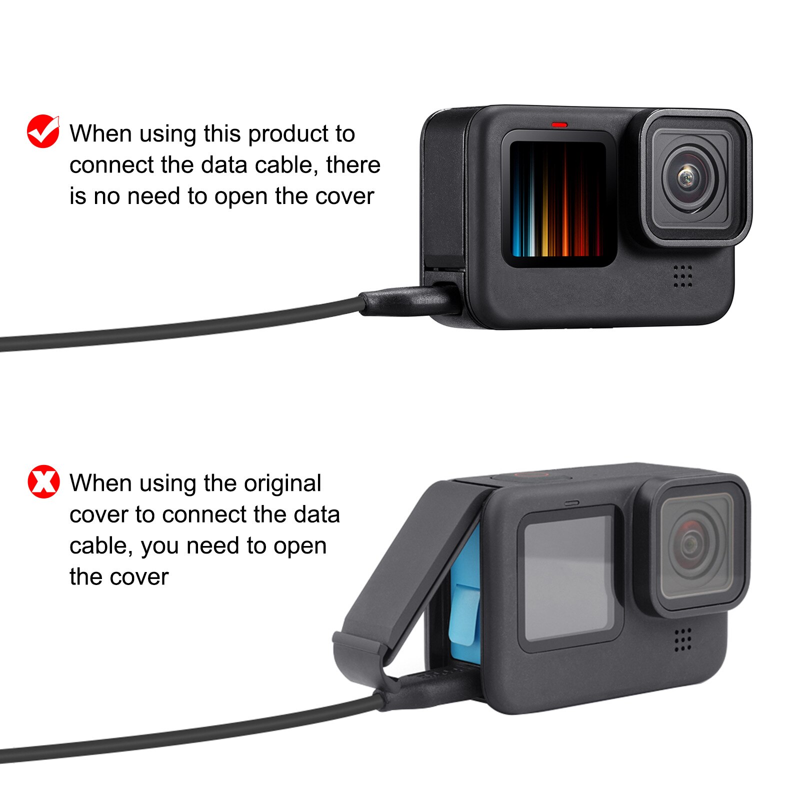 Silikonehus etui objektivdæksel cover batteri side låg cover til gopro hero 10 9 sort action kamera tilbehør kit til go pro 10