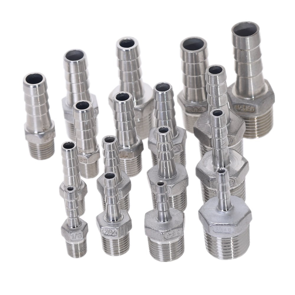 Rvs 304 BSP Buitendraad Pijp X Barb Slangtule Reducer Pagode Joint Koppeling Connector