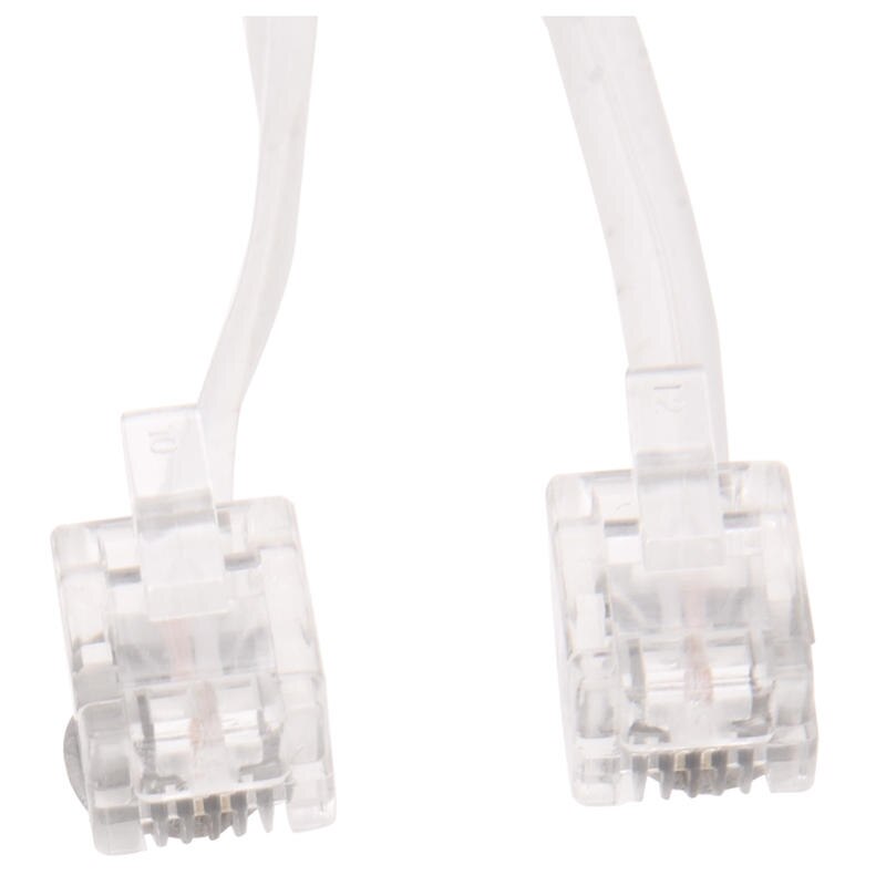 White Male 6P2C RJ11 Plug Telephone Fax Modem Line Cable, 14M for Landline Telephone