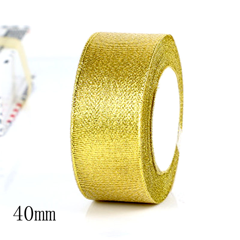 25Yard 22M Handgemaakte Goud Zilver Metallic Glitter Linten Voor DIY Ambachten Naaien Stof Christmas Party Bruiloft Benodigdheden wrap: 9.     40mm