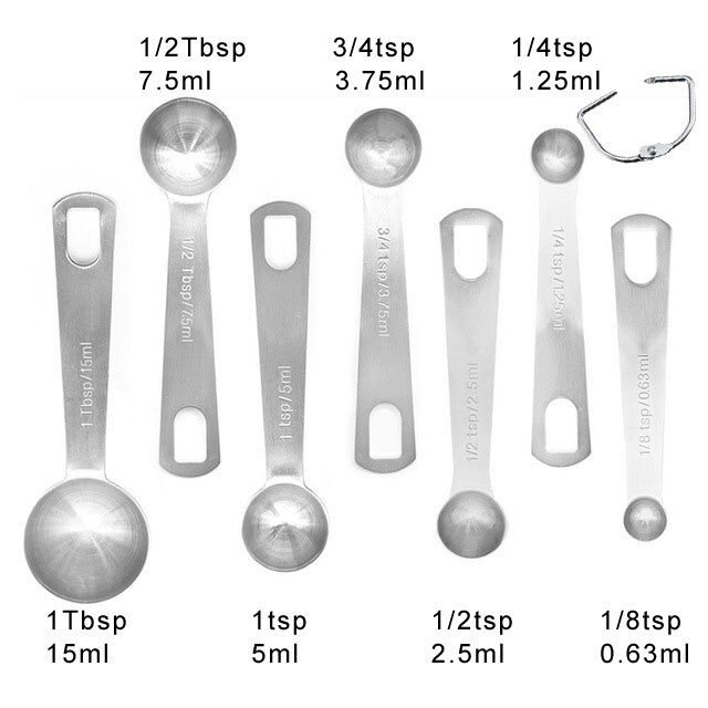 Cucharas de medición de acero inoxidable para líquidos secos, herramientas para 304, 1/16, 1/8, 1/4, 1/3, 1/2, 1, 3/4, bsp, se adapta a tarros de especias, 9 Uds., 11 Uds.: G