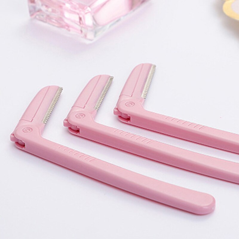 3 sztuk/zestaw przenośny trymer robić brwi golarka składany różowy twarzy brwi wykończenia narzędzia
