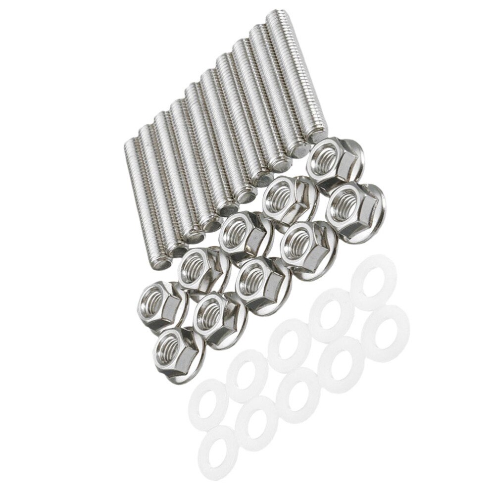 30pcs Stainless Steel Exhaust Manifold Stud Bolts Nuts Kit Car Accessories for Car Vehicle Auto (Silver)