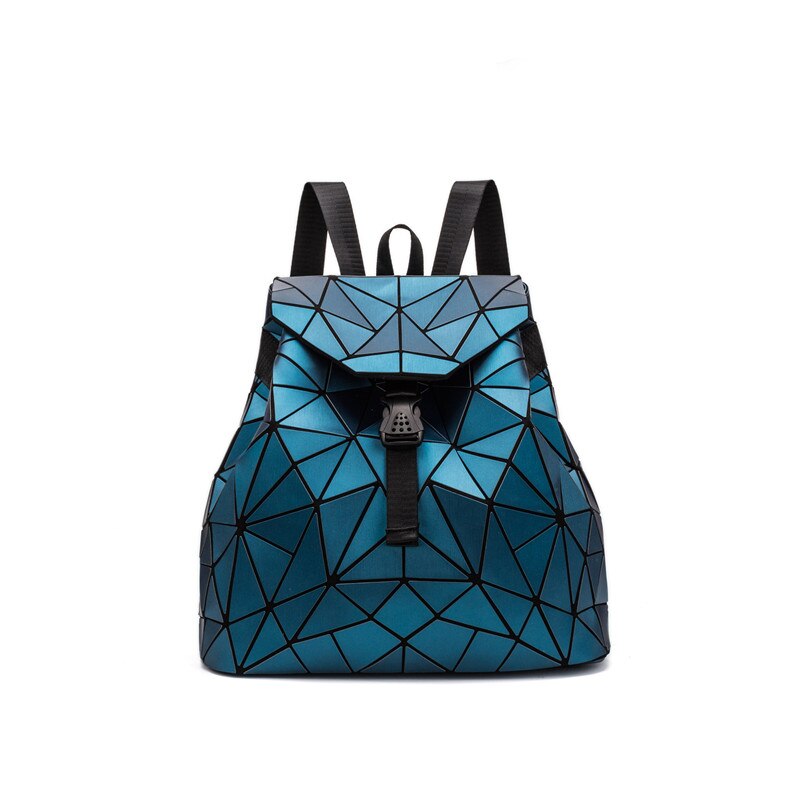neue Frauen Hologramm Rucksack Geometrische Rucksäcke Mädchen Reisen Schulter Taschen Für Frauen Totes Luxus Schulter Tasche Silber: Blau
