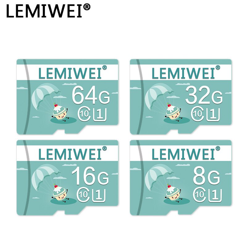 Lemiwei Memory Card 64GB 32GB Summer Ice Cream Class 10 U1 UHS-I Phone T Flash Card 16GB 8GB TF Card 128MB