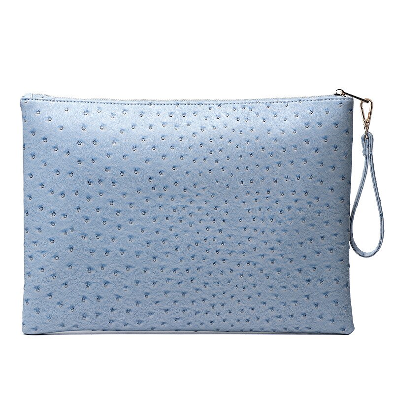 Snake Ostrich Crocodile Pattern Bag Female Bag Large Capacity PU Leather Envelopes Bag Envelope Bag: Ostrich blue