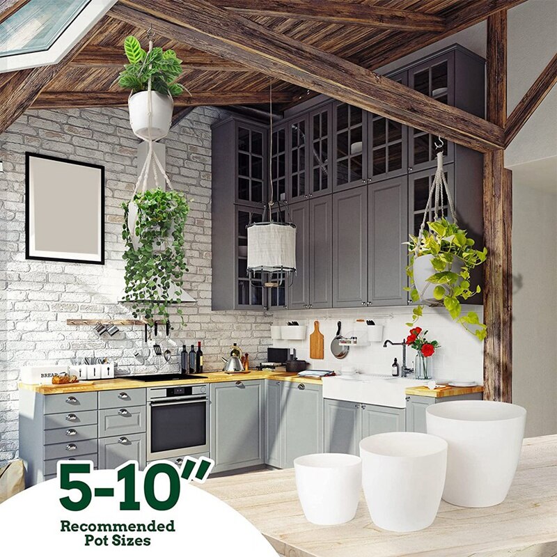 Plant Hangers Indoor Macrame Plant Hangers Without Tassels Hanging Macrame Planters. Single Tier Plant Macrame 2 Pcs