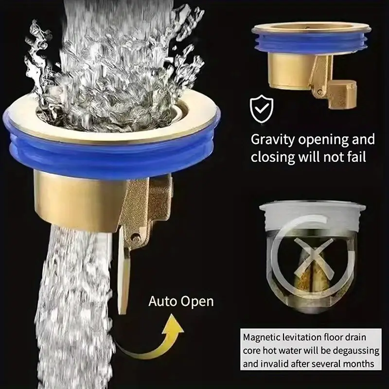Brass floor drain core floor shower drain plug anti-insect and anti-odor kitchen bathroom toilet drain, drain backflow preventer