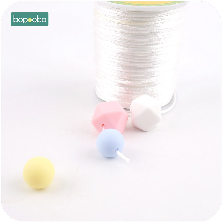 Bopoobo farverige 1mm 80 meter satinsilke reb nylon ledning til baby tænder tilbehør tænder halskæde rattail ledning diy værktøj