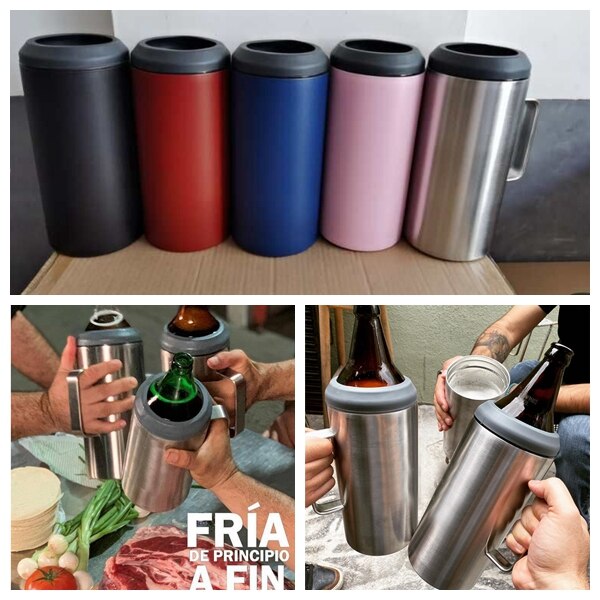 40Oz Cola Bier Koeler Met Handvat Rvs Geïsoleerde Kan Koeler Bier Kouder Keeper Bier Fles Kan Houder Base verstelbare