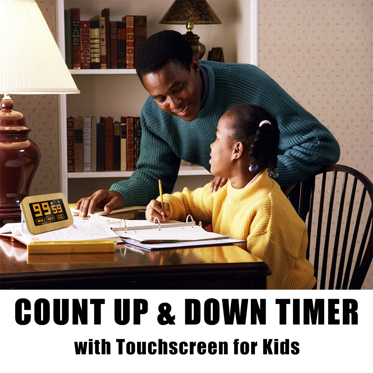 Kitchen Digital Timer Countdown Clock Touchscreen Count Up Down Timer with Magnetic Retractable Bracket for Cooking Classroom