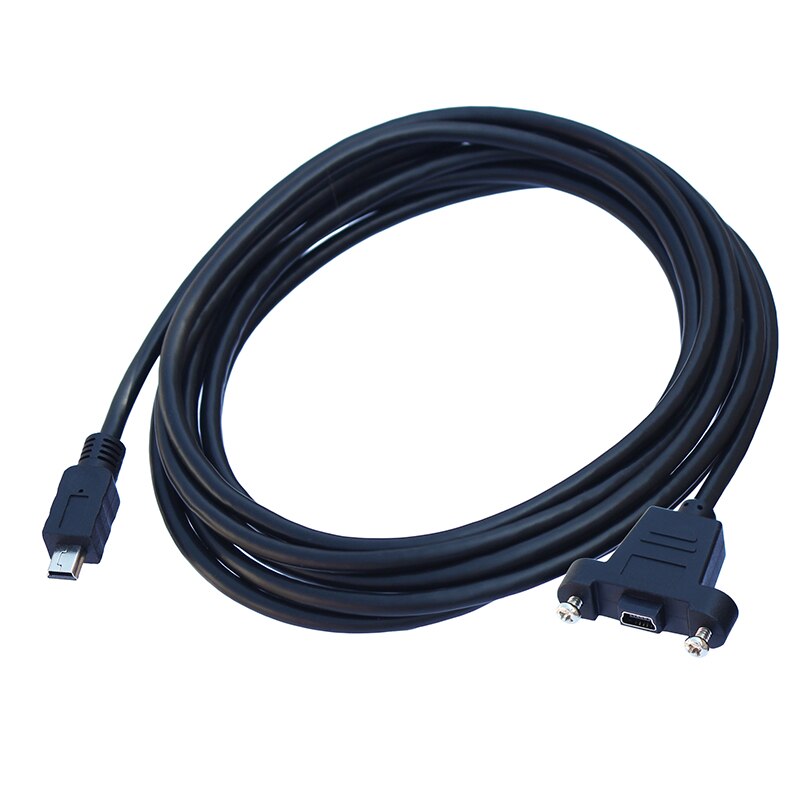 5 M Mini USB B 5pin Extension Cable Male To Female With Screw Lock Panel Mount Screws