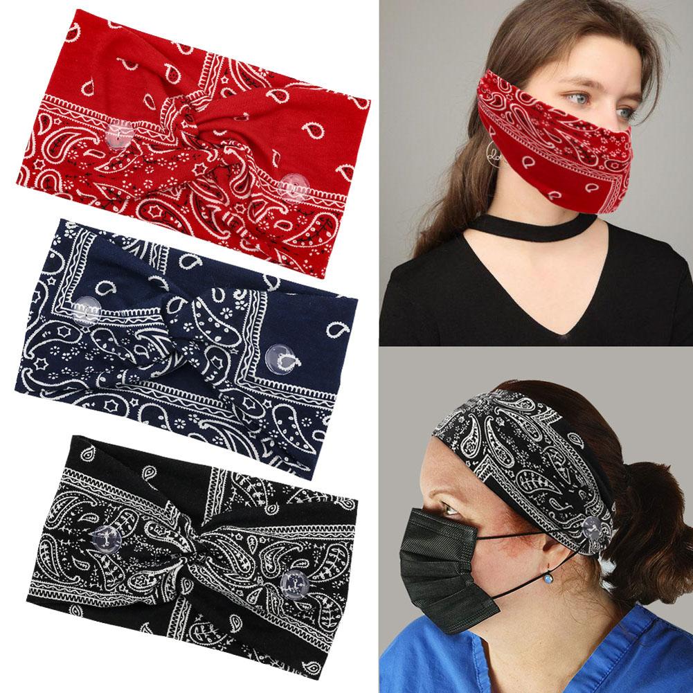 Unisex Paisley Print Stretch Knop Brede Hoofdband Anti-Leash Masker Haarband Zweet Absorberende Huidvriendelijke Yoga Workout zweetband