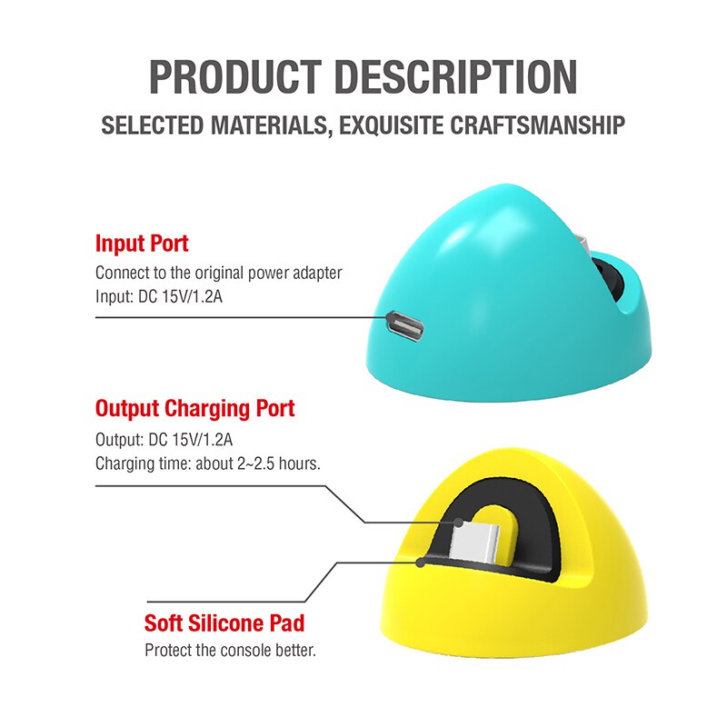 Estación de carga para Nintendo Switch Lite, soporte de carga para Mini consola de juegos, entrada de 15V, 2.6A