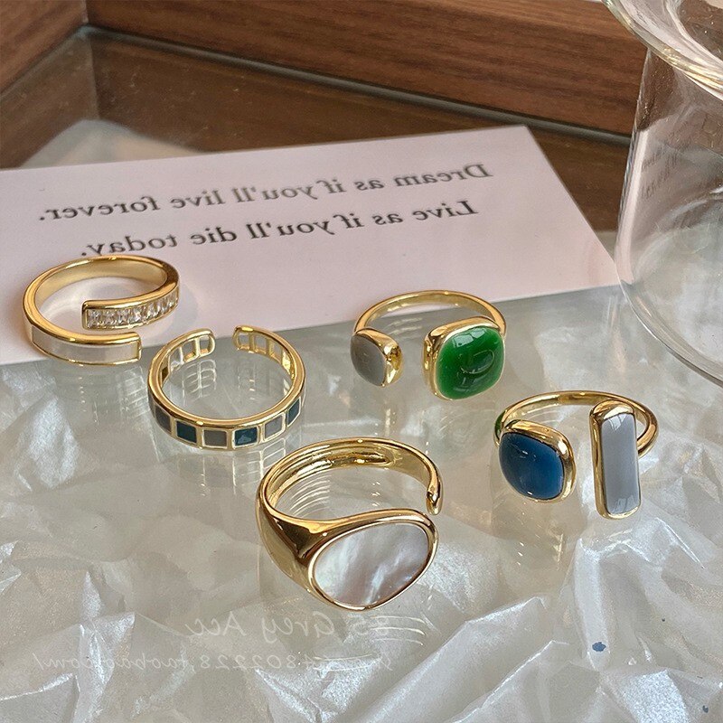Anillos esmaltados de colores para mujer, anillo de ópalo de cristal de circón ajustable, anillo de compromiso de boda, joyería de estilo coreano, Bague